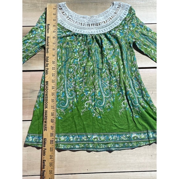 Anthropologie Meadow Rue Green Floral Crochet Top. XS - Picture 4 of 5